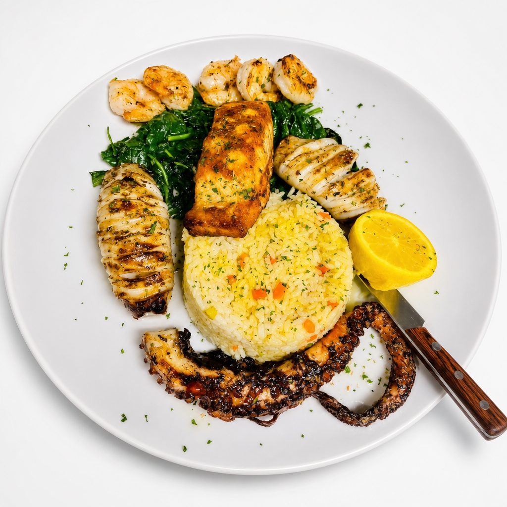 Grilled Seafood Entree.