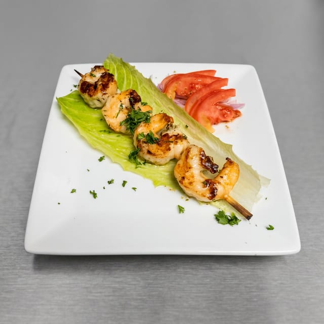 Skewered Shrimp.