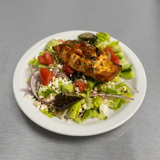 Salmon Greek Salad Lunch.